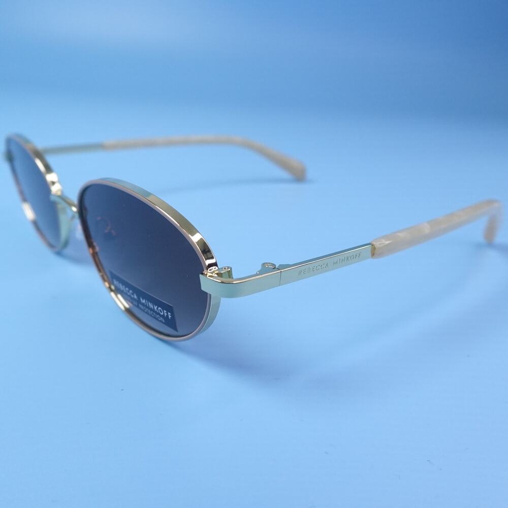 Rebecca Minkoff Sunglasses Evangelyne Gold Frame & Pearl Arms 100% UV Protection